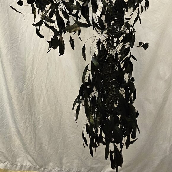 Huge Marlene Dietrich black vintage feather boa stripped coq feathers free ship - Picture 4 of 11